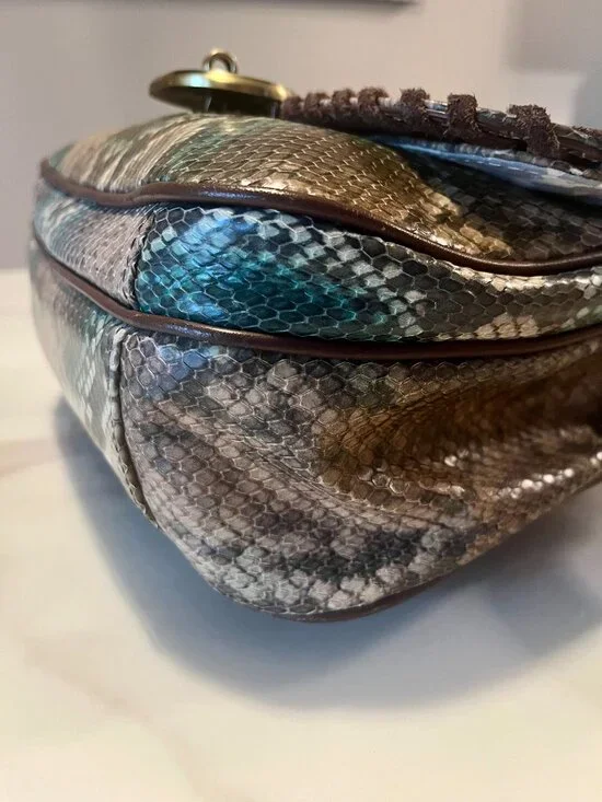 RAFE New York Snakeskin Embossed Leather Whipstitch Crossbody Bag - Picture 10 of 16